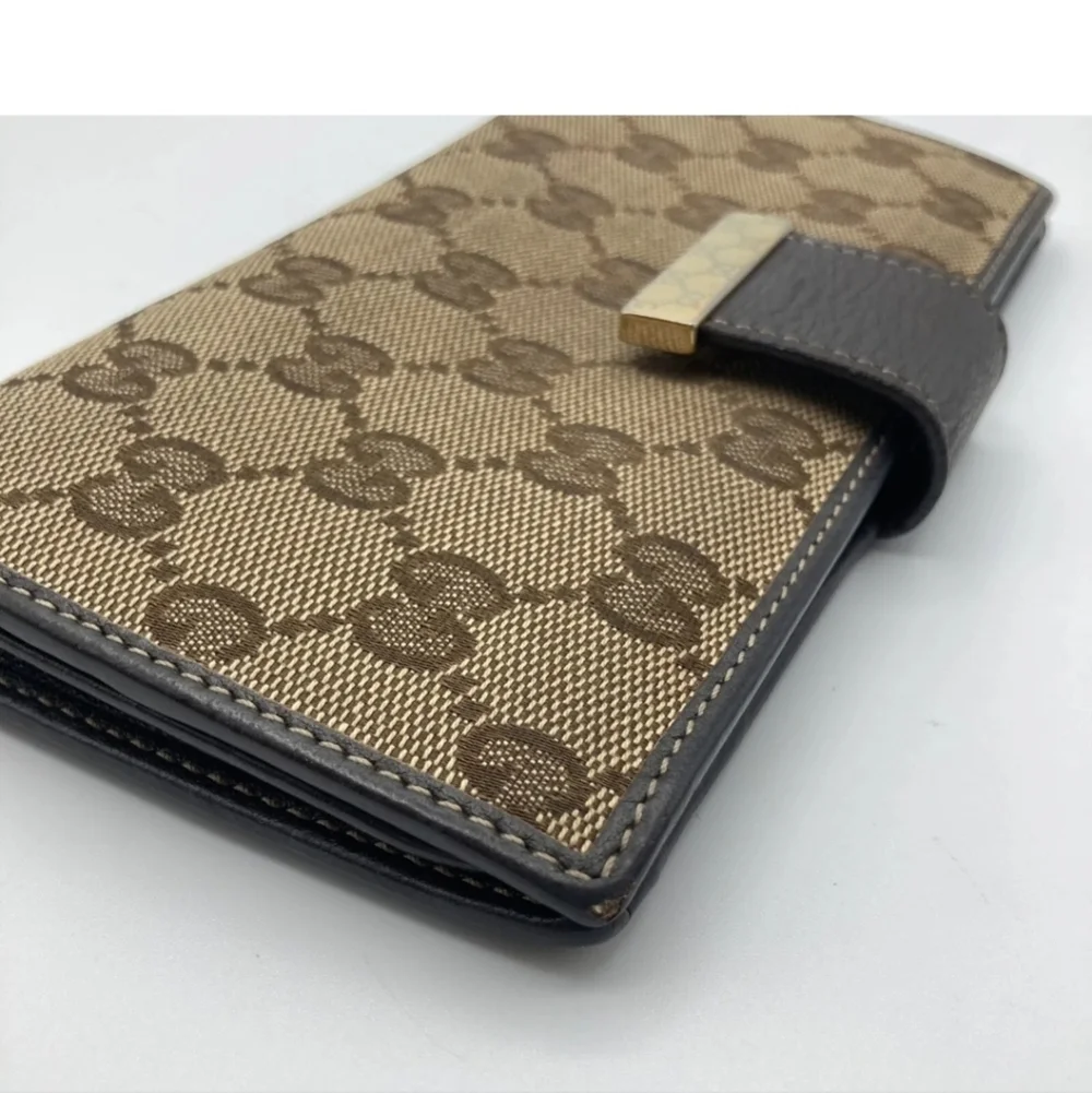 🔹️ GUCCI🔹️ purse Leather long wallet Brown Canvas Supreme  ✨️🤎 - Picture 11 of 13